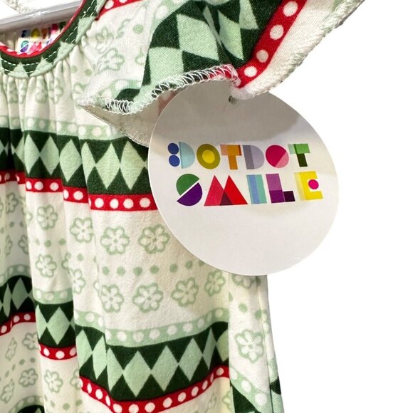 Dot Dot Smile Green Red Striped Diamonds Flower Clover Baby Girl's Dress 12-24M - Picture 3 of 5